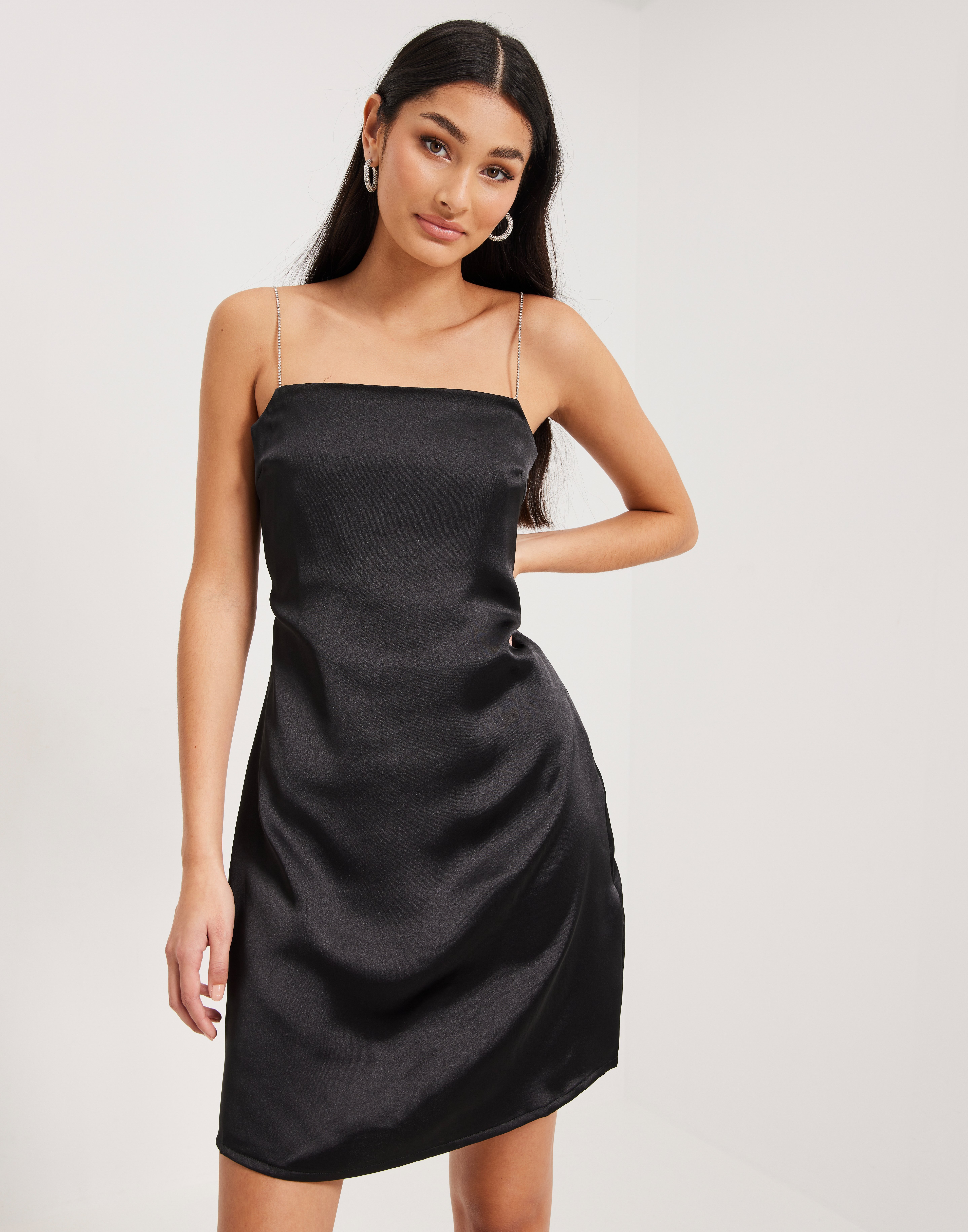 black satin short dress